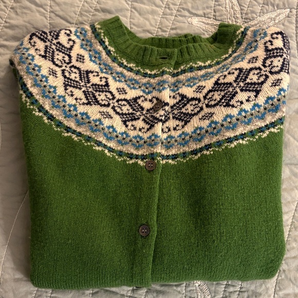 LL Bean Green Nordic Pattern Women's Sweater - Picture 5 of 5